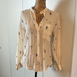 Zara White Shirt with Colorful Drink Print
